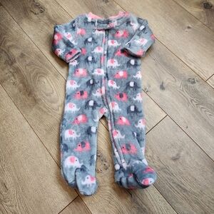 Cozy Gray and Pink Elephant Print Sleeper